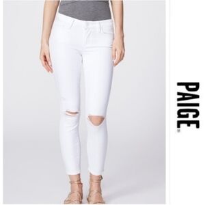 PAIGE Verdugo Ankle White Distressed Skinny Jeans Size 27